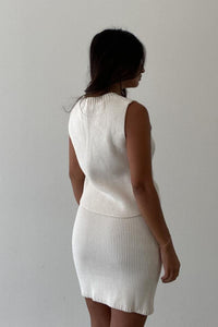 Ribbed Knit Vest Set - Ivory