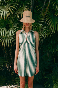 SIMON MILLER | Loch Sleeveless Mini Dress - Green / Ecru