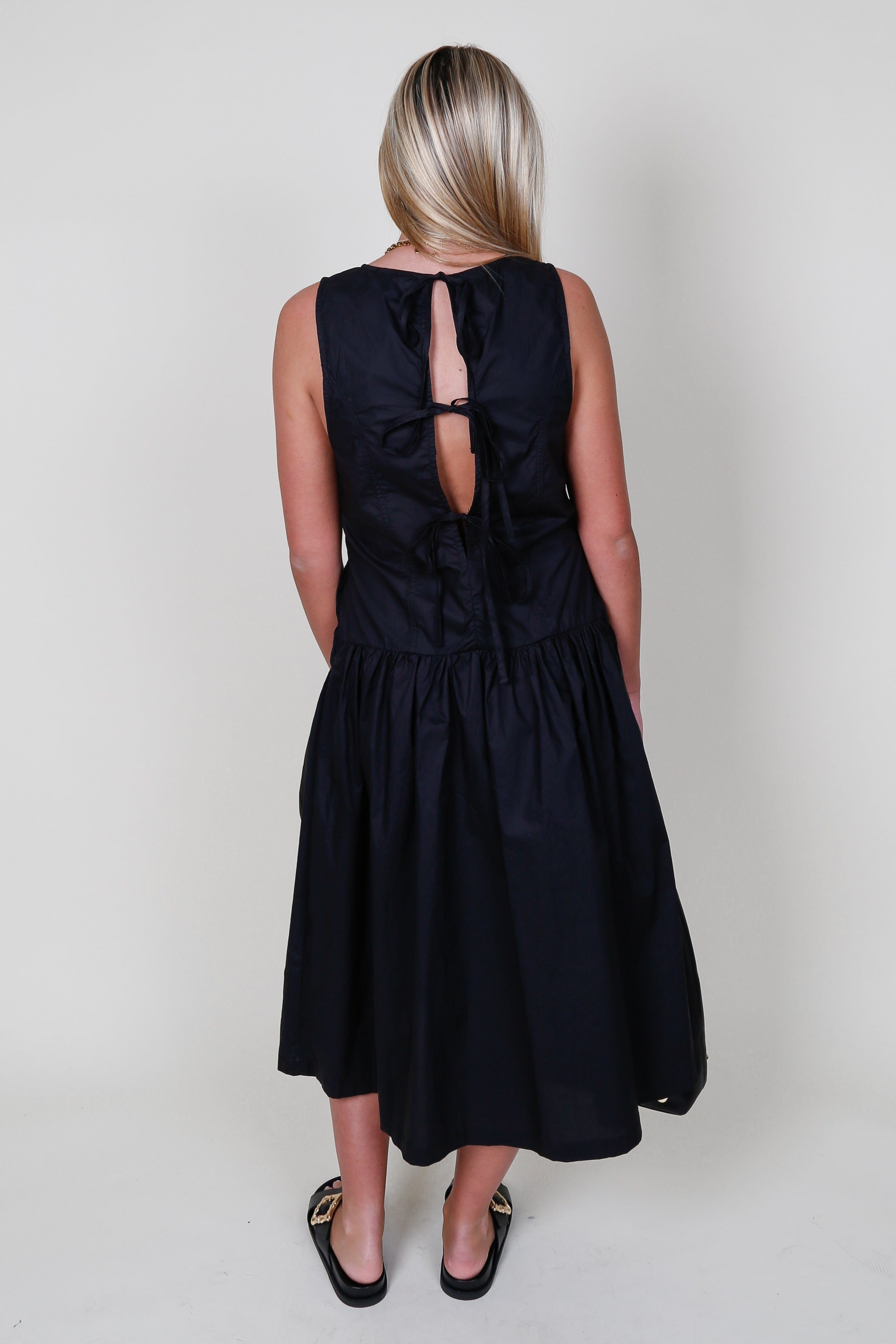 Poplin Drop Waist Maxi Dress