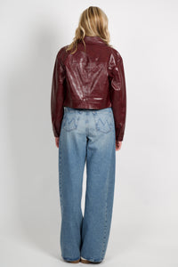 LUCY PARIS | Caleb Faux Leather Jacket - Burgundy