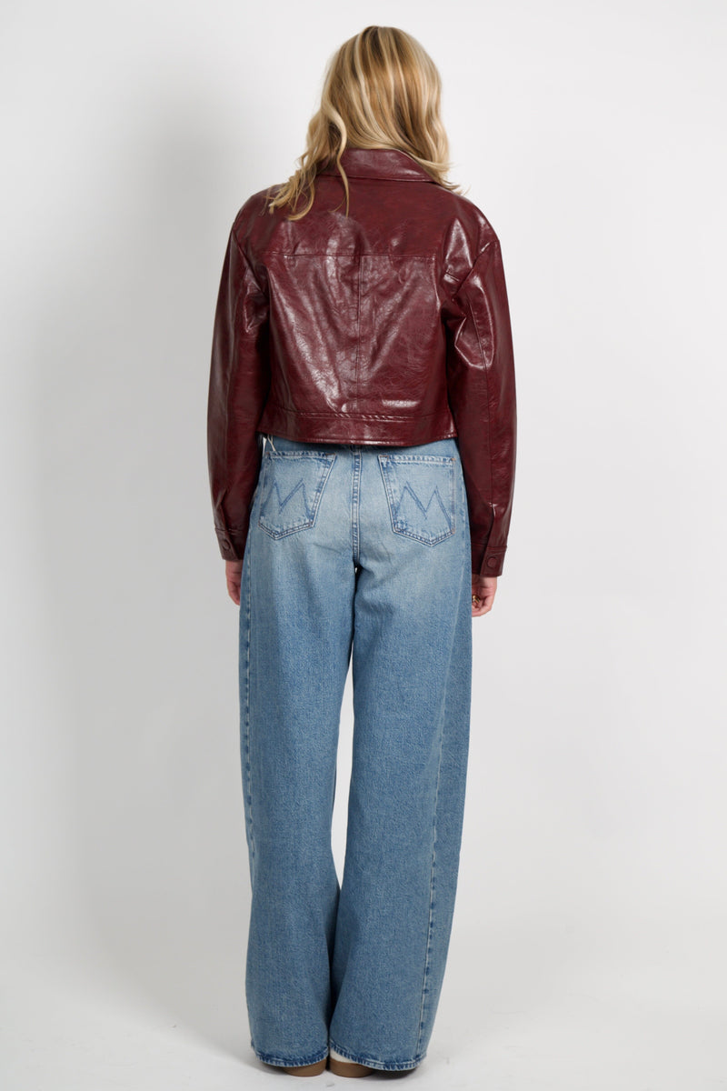 LUCY PARIS | Caleb Faux Leather Jacket - Burgundy