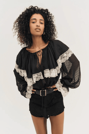 FOR LOVE & LEMONS | Daisy Eyelet Skort - Black