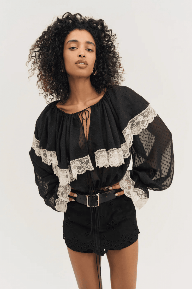 FOR LOVE & LEMONS | Daisy Eyelet Skort - Black
