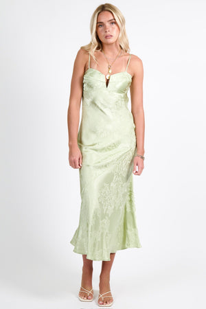 astr lace midi dress green ASTR The Label Christie Green Linen Blend Midi Dress