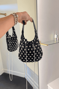 BACK IN STOCK | Studded Crossbody Bucket Bag - Black