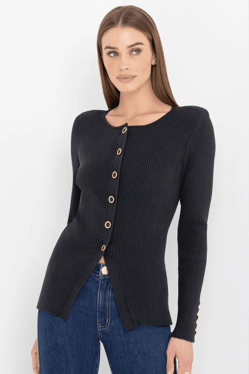 GENERATION LOVE | Cherish Rib Cardigan - Black