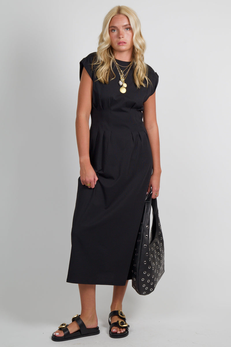 FRAME | The Jersey Nipped Dress - Black