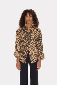 SIMON MILLER | Loch Stripped Poplin Button Up - Leopard