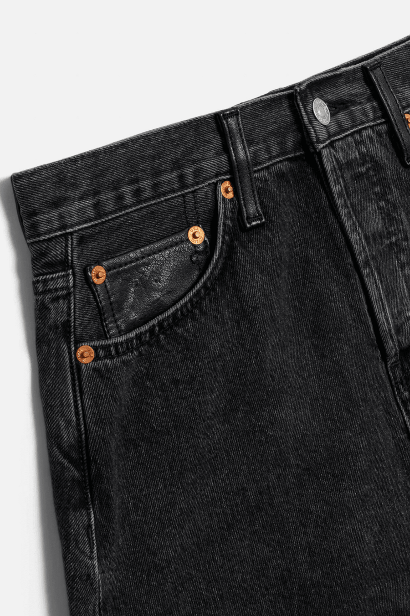 RE/DONE | Aline Classic Skirt - Black to Black Leather