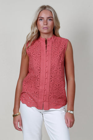 MOS | Sara Lace Sleeveless Blouse - Sangria