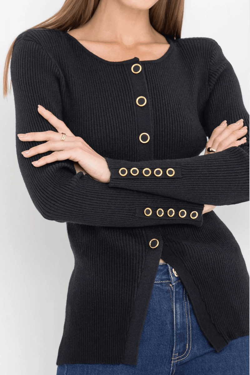 GENERATION LOVE | Cherish Rib Cardigan - Black