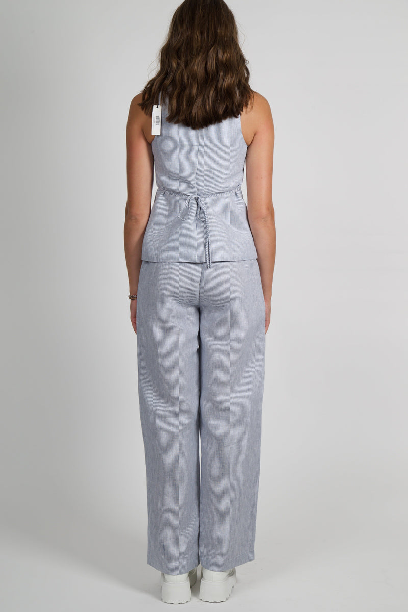 OLIVACEOUS | Pinstripe Highwaisted Pants - Chambray