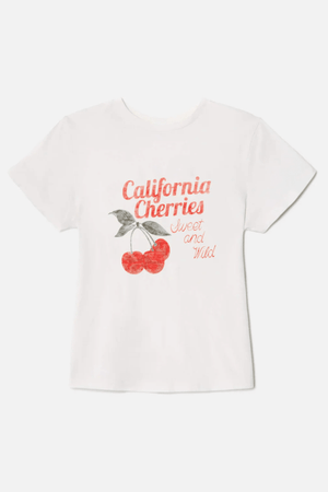 RE/DONE | Tiny "Cherries" Tee - Vintage White