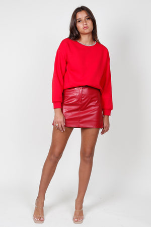 AUREUM | Vegan Leather Skirt - Red