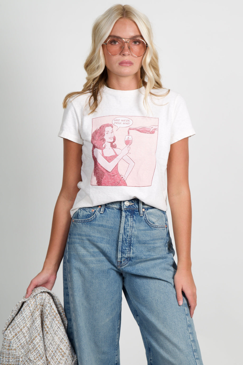 RE/DONE | Classic Tee Drink Wine - Vintage White