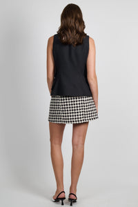 SMYTHE | Single Pleat Mini Skirt - Tweed Houndstooth