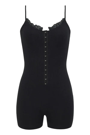 FRANKIES BIKINIS | Annabella Pointelle Bodysuit - Black