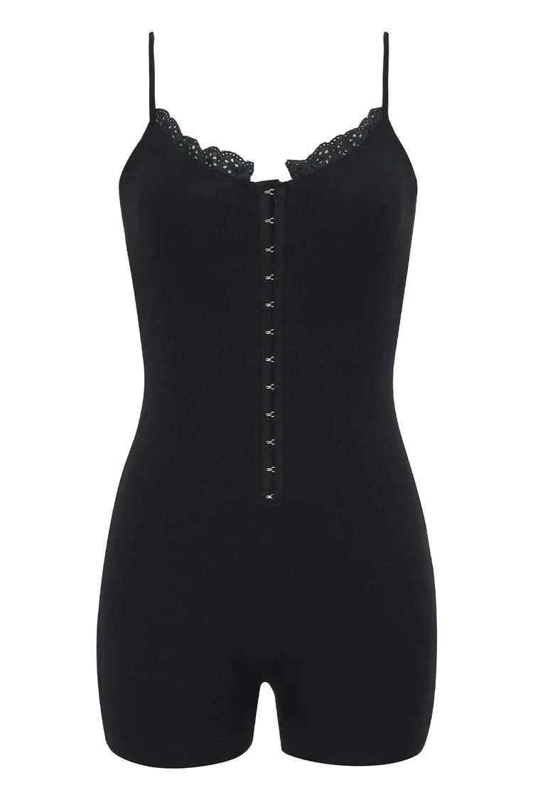 FRANKIES BIKINIS | Annabella Pointelle Bodysuit - Black