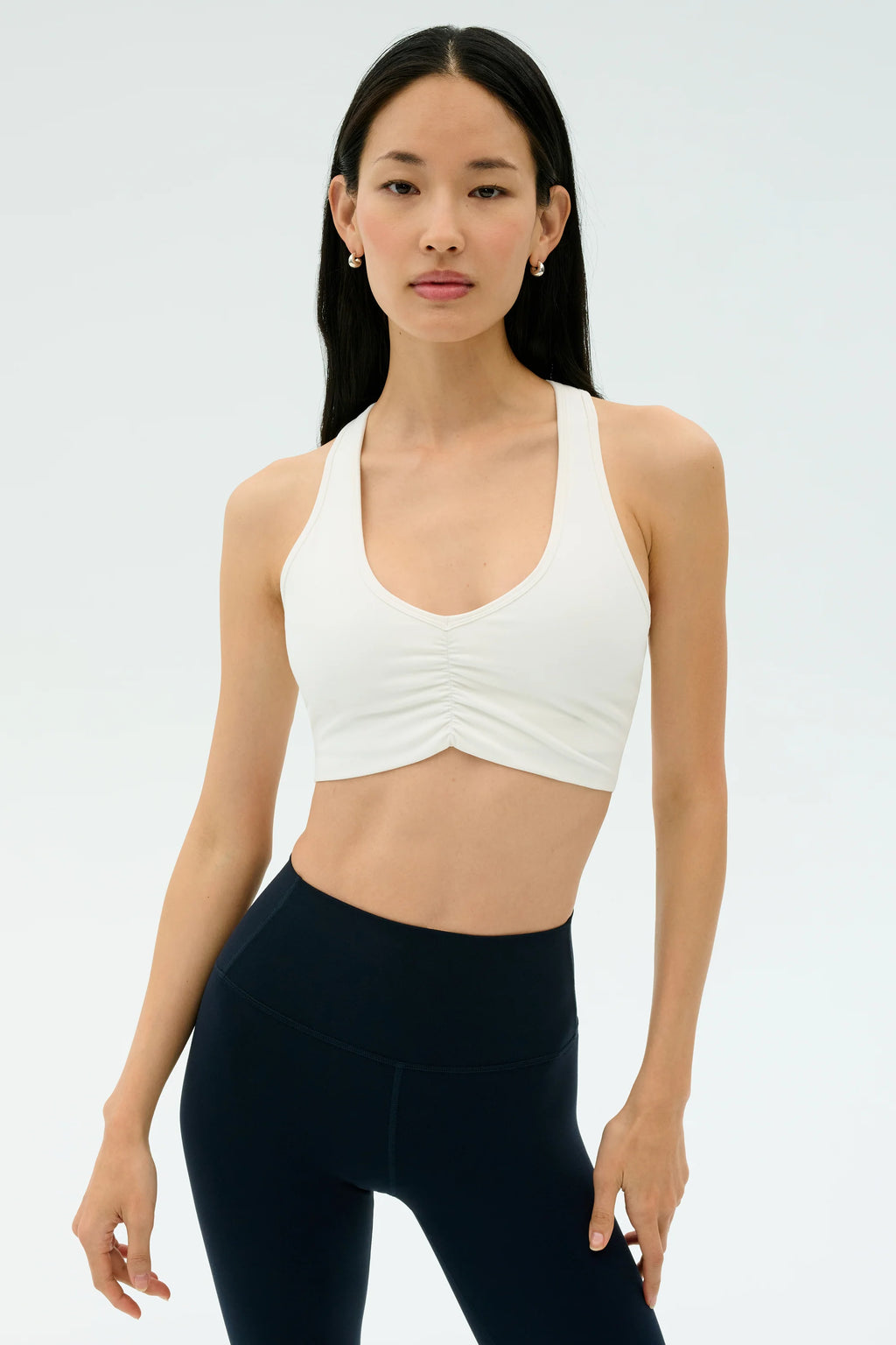 SPLITS59 | Airweight Bra With Ruching - White