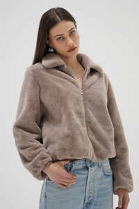 LNA | Stella Zip Up Bomber - Pebble