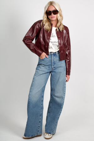 LUCY PARIS | Caleb Faux Leather Jacket - Burgundy