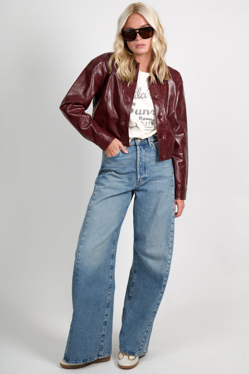 LUCY PARIS | Caleb Faux Leather Jacket - Burgundy