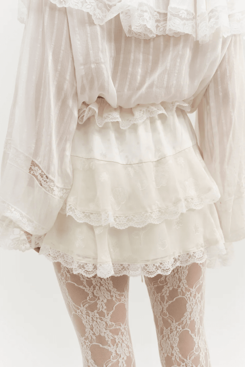 FOR LOVE & LEMONS | Jeanne Jacquard Mini Skirt - Cream