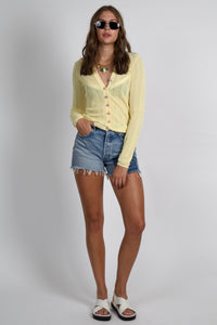 GENERATION LOVE | Megan Pointelle Cardigan - Pale Yellow