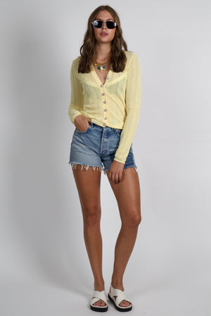 GENERATION LOVE | Megan Pointelle Cardigan - Pale Yellow