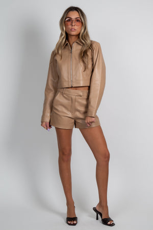 LAMARQUE | Kaldie Leather Trouser Short- Camel