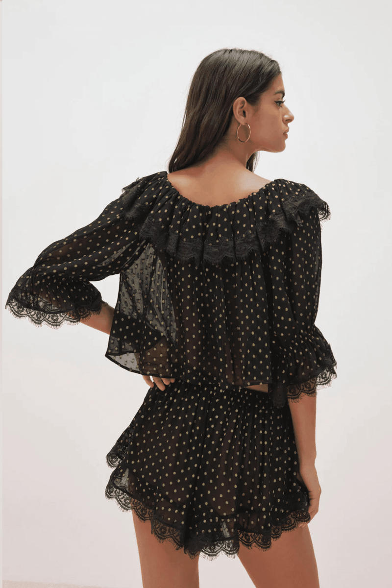 FOR LOVE & LEMONS | Liz Lurex Dot Short - Black