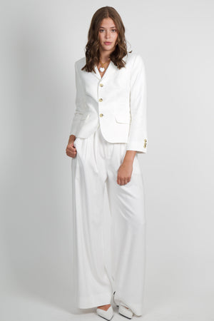 FRAME | The Linen Smart Blazer - White