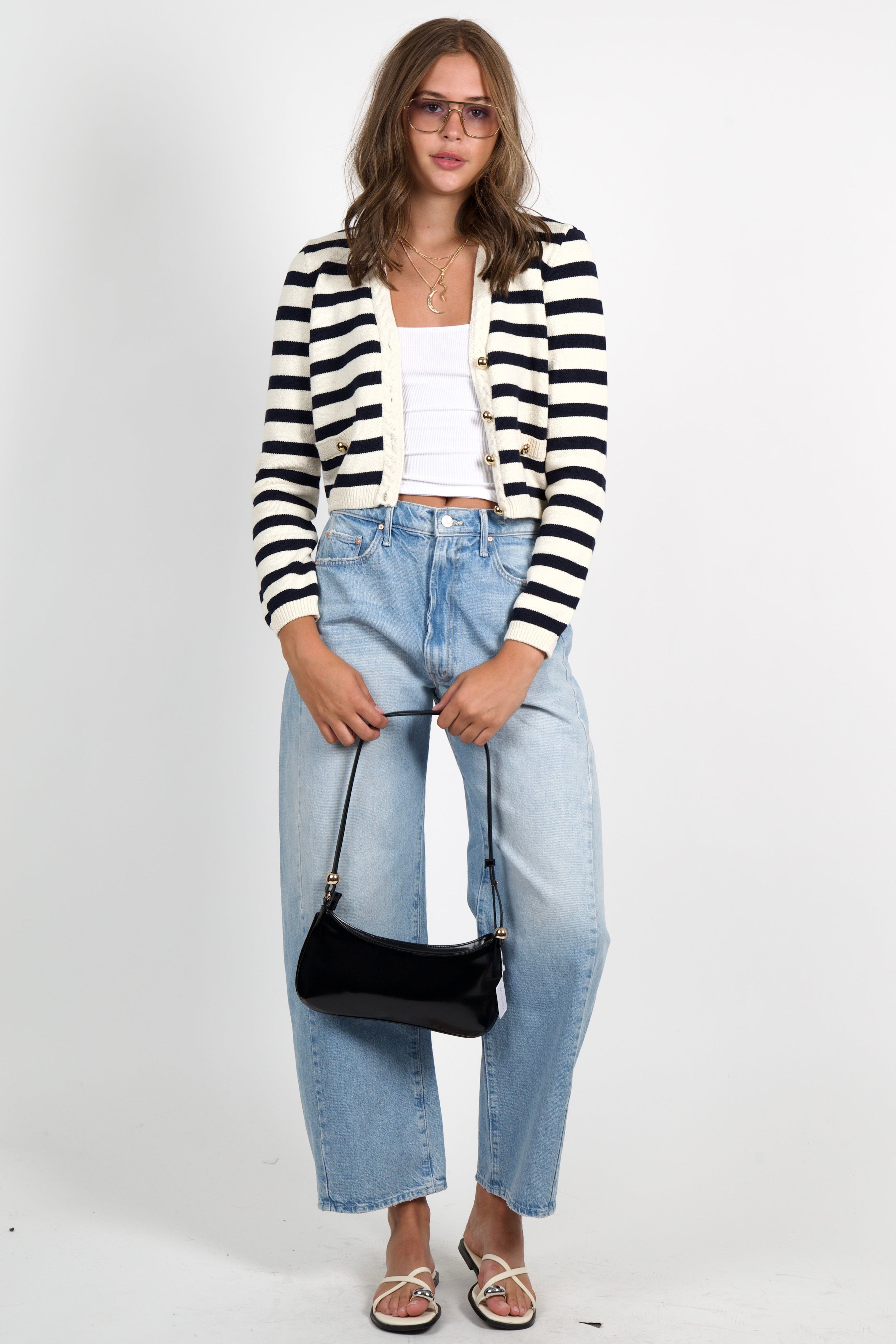 FRAME | The Harbor Cardigan - Navy Stripe – Scarlet Clothing