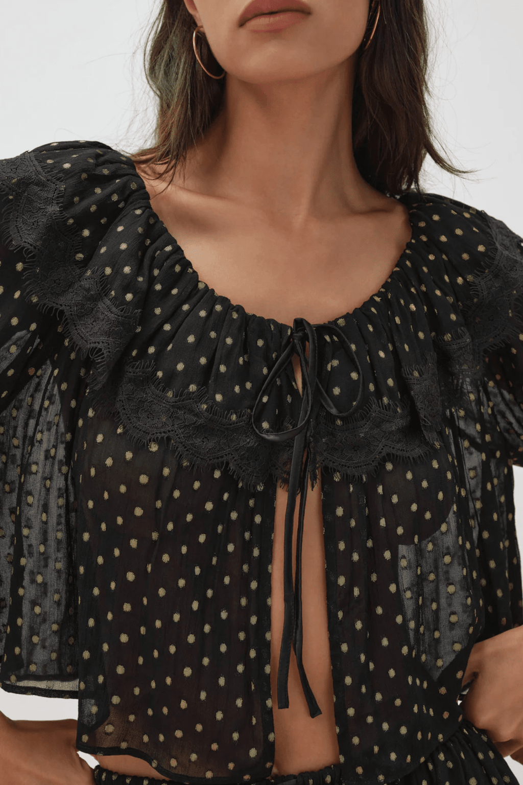 FOR LOVE & LEMONS | Liz Lurex Dot Top - Black