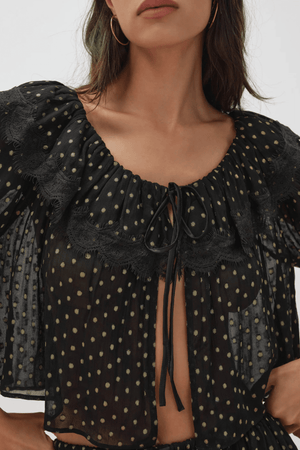 FOR LOVE & LEMONS | Liz Lurex Dot Top - Black
