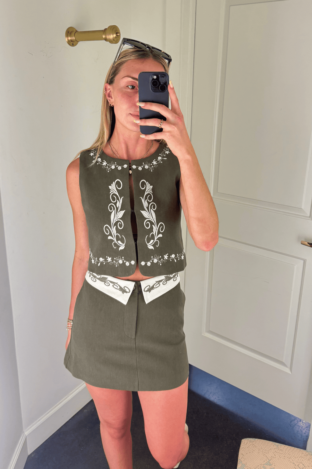 LINE & DOT | Brea Embroidered Top - Olive