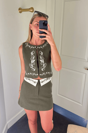 LINE & DOT | Brea Embroidered Top - Olive