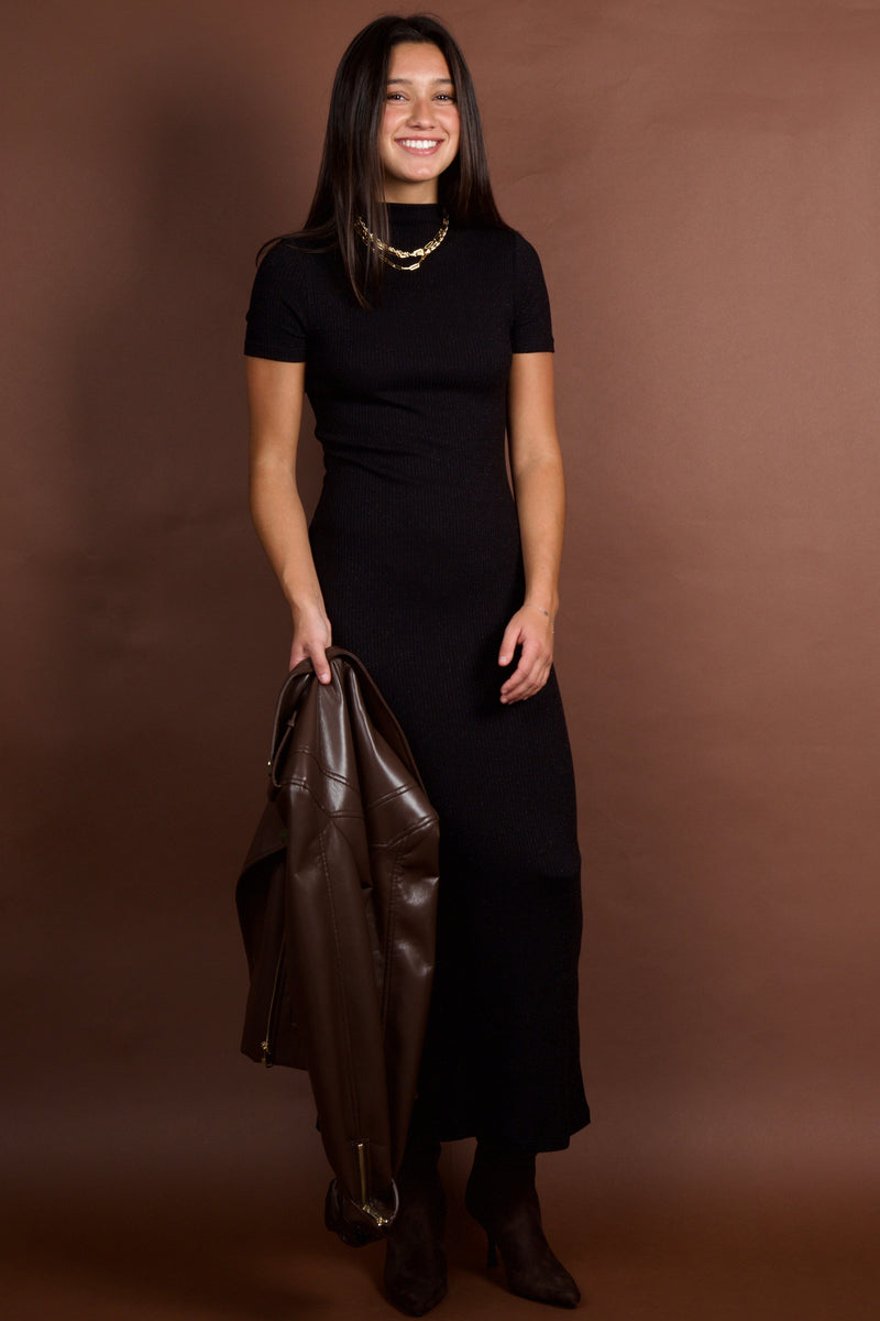 LNA | Claire Dress - Black Lurex