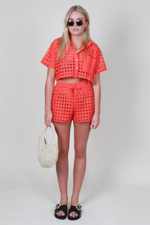 SOLID & STRIPED | The Cropped Cabana Shirt - Coral Crush