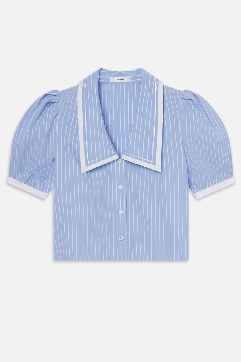 FRAME | The Stripe Sailor Blouse - Oxford Blue