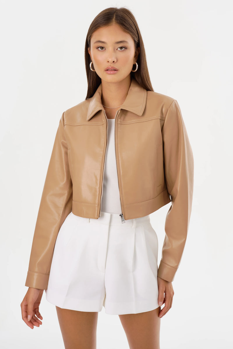 LAMARQUE | Damiana Leather Boxy Jacket - Camel
