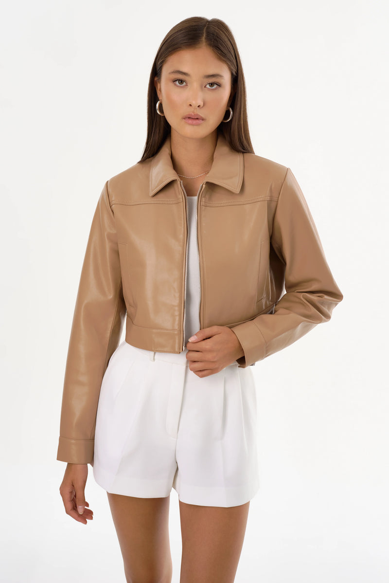 LAMARQUE | Damiana Leather Boxy Jacket - Camel