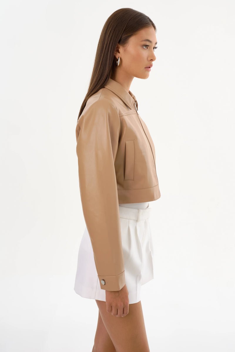LAMARQUE | Damiana Leather Boxy Jacket - Camel