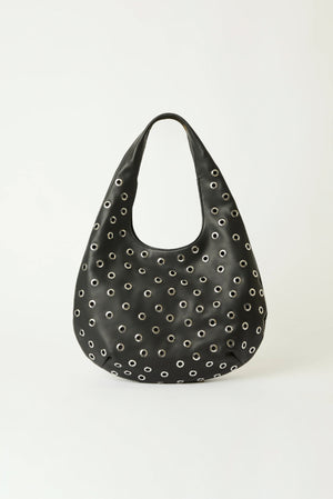 B-LOW THE BELT | Gia Grommet Hobo Bag- Black Silver