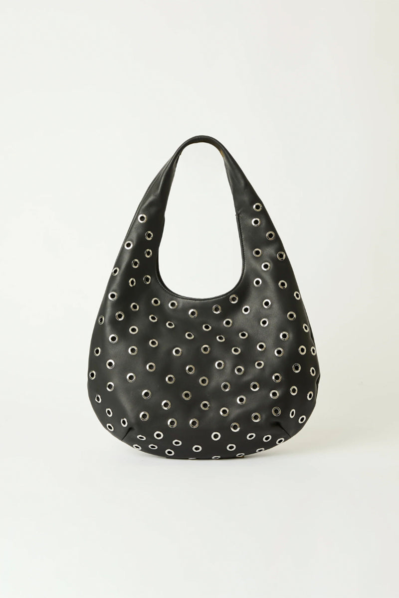 B-LOW THE BELT | Gia Grommet Hobo Bag- Black Silver