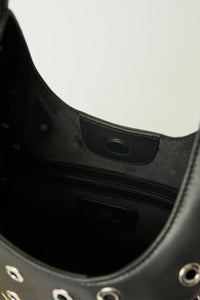 B-LOW THE BELT | Gia Grommet Hobo Bag- Black Silver