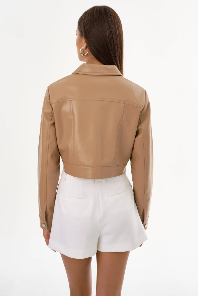 LAMARQUE | Damiana Leather Boxy Jacket - Camel