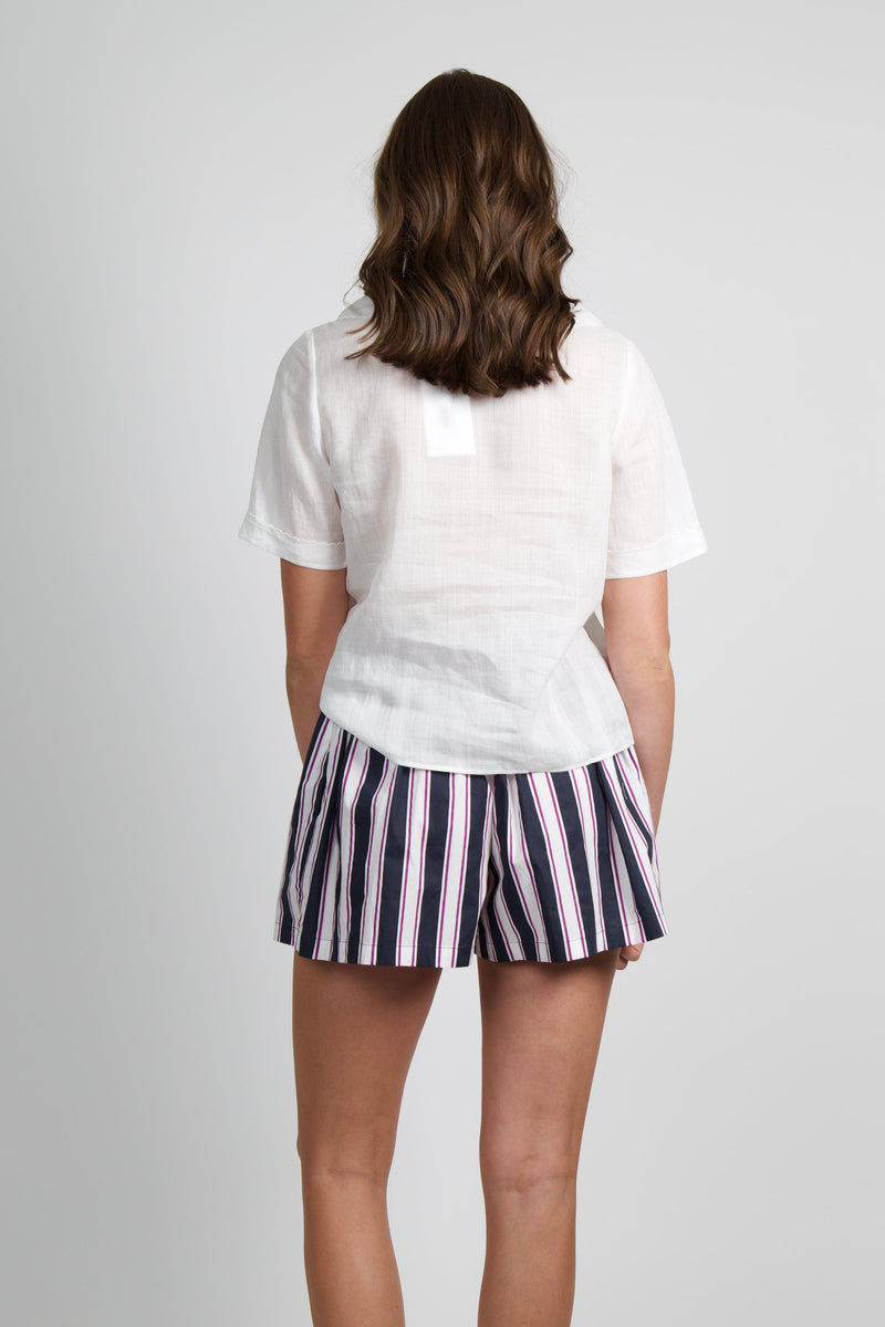 FRAME | The Scallop Sailor Blouse - White