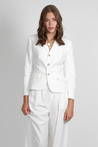 FRAME | The Linen Smart Blazer - White