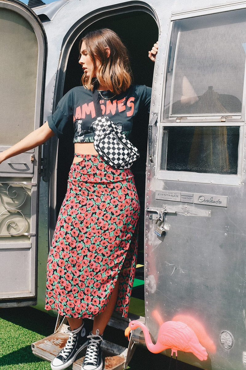 FOR LOVE & LEMONS | Barolo Midi Skirt - Red